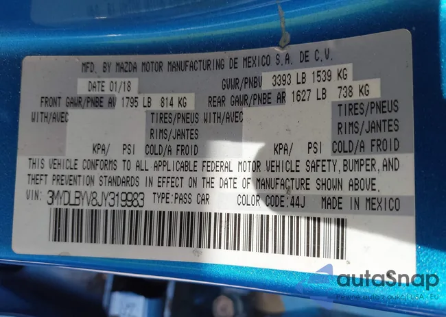 3MYDLBYV8JY319983: 43400948