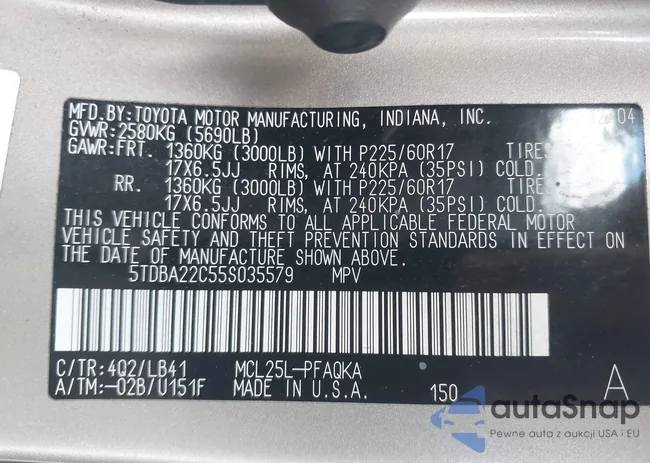 5TDBA22C55S035579: 43401018