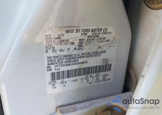 1FT7W2B6XDEA04818: 43401121