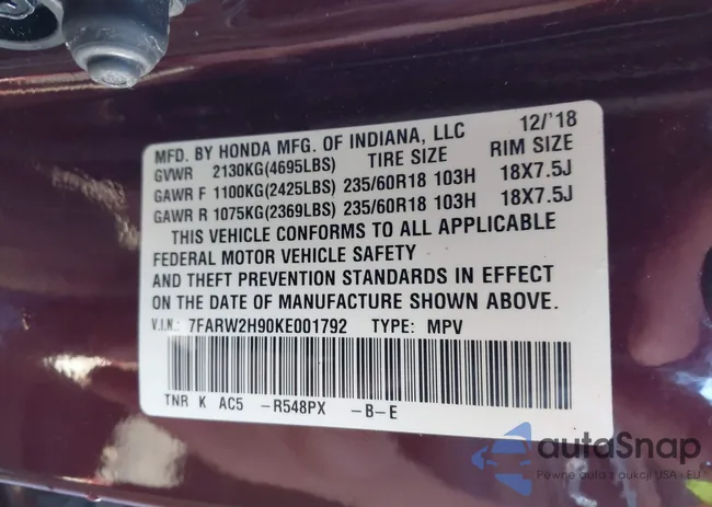 7FARW2H90KE001792: 43400250