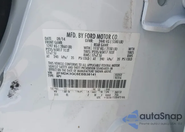 2FMDK3GC6EBB38141: 43400287