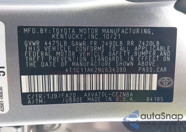 4T1C11AK2NU634390: 43400294