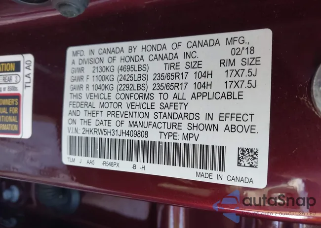 2HKRW5H31JH409808: 43400344