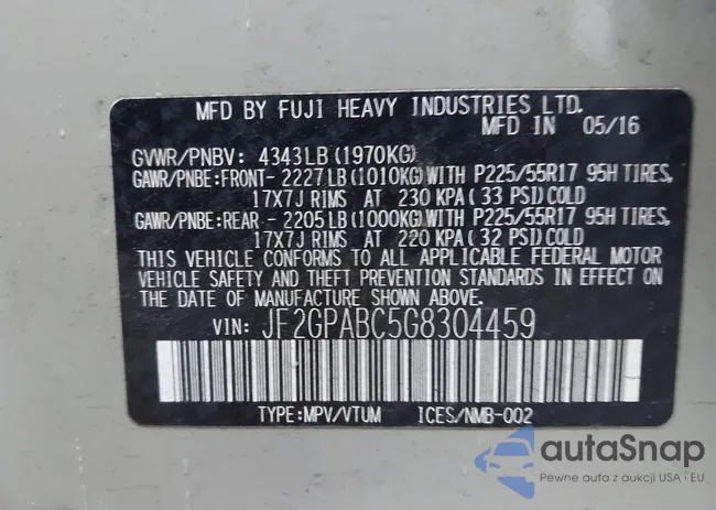 JF2GPABC5G8304459: 43400421