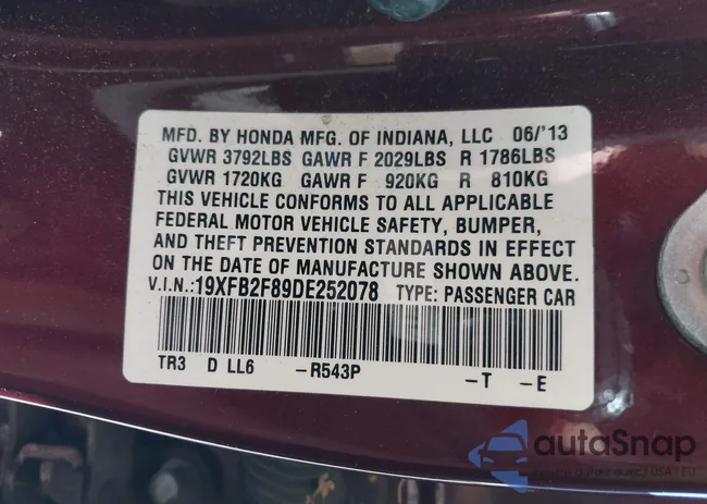 19XFB2F89DE252078: 43400502