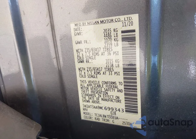 5N1AT3AA9MC699343: 43400508