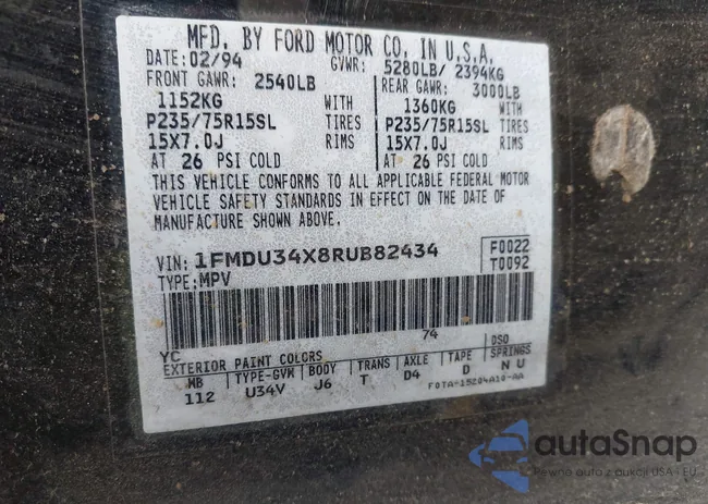 1FMDU34X8RUB82434: 43400515