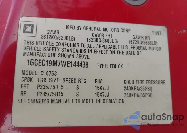 1GCEC19M7WE144438: 43400545