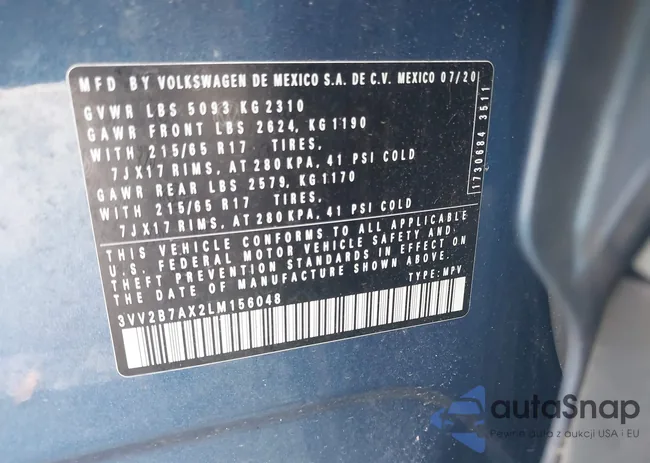 3VV2B7AX2LM156048: 43400588