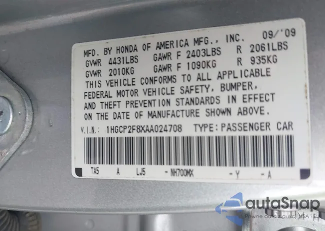 1HGCP2F8XAA024708: 43400619