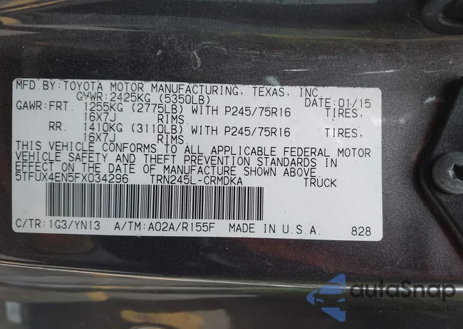 5TFUX4EN5FX034296: 43401875