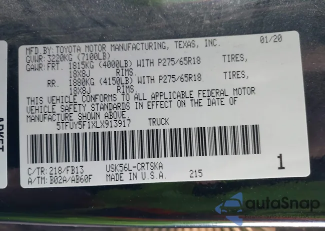 5TFUY5F1XLX913917: 43401254