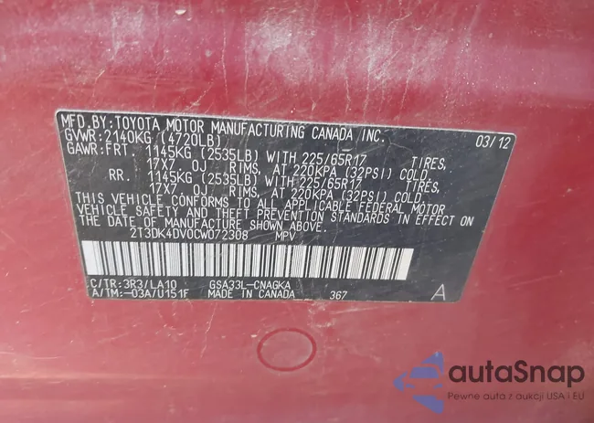 2T3DK4DV0CW072308: 43401316