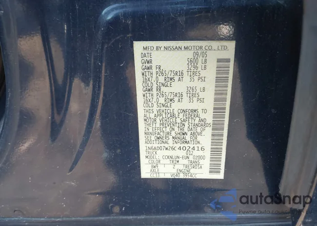 1N6AD07W26C402416: 43401334