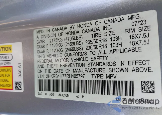 2HKRS4H77RH405797: 43401609