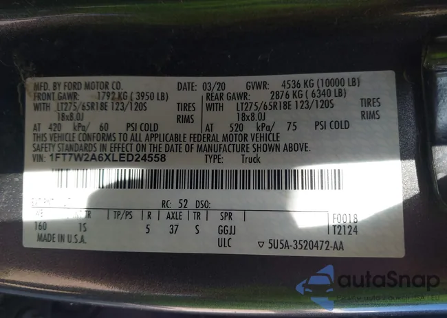 1FT7W2A6XLED24558: 43401623