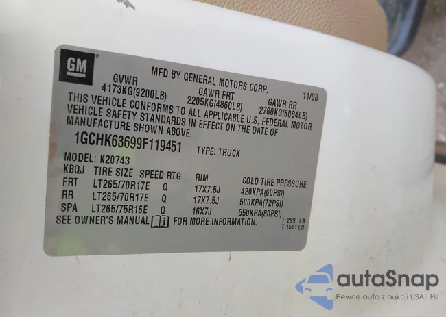 1GCHK63699F119451: 43401631