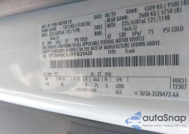 1FTBW9C81RKB25426: 43402599