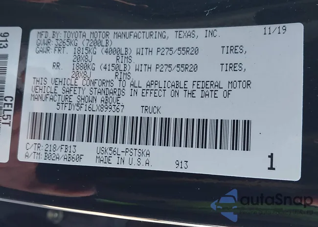 5TFDY5F16LX899367: 43402611