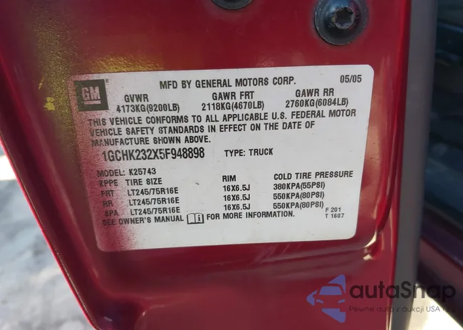 1GCHK232X5F948898: 43402634