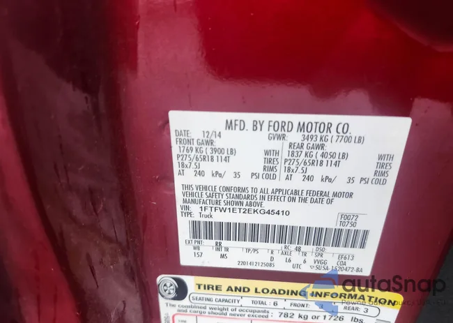 1FTFW1ET2EKG45410: 43402637