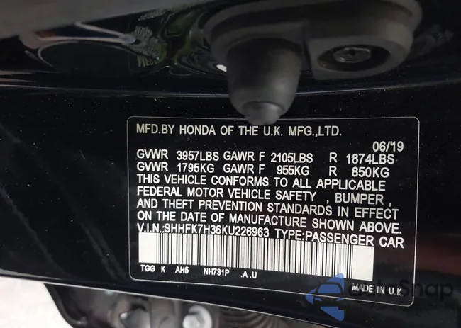 SHHFK7H36KU226963: 43402695