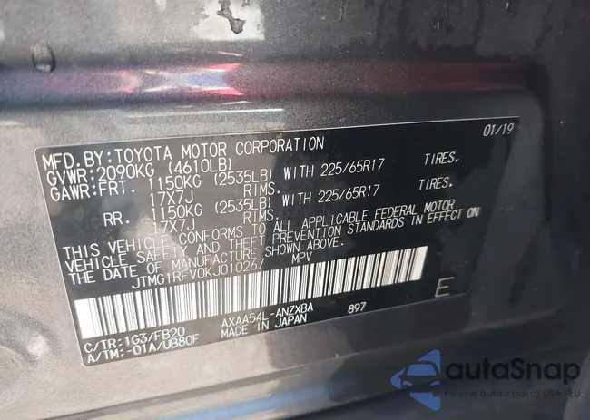 JTMG1RFV0KJ010267: 43402700