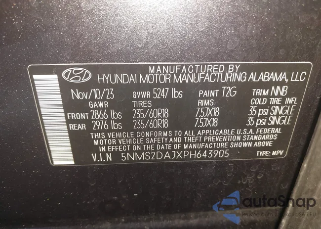 5NMS2DAJXPH643905: 43402778