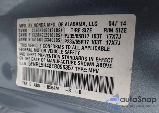 5FNRL5H48EB096357: 43402814