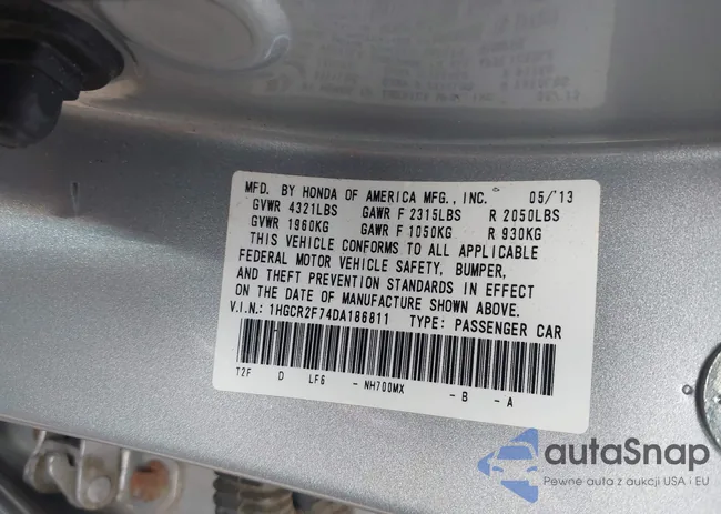 1HGCR2F74DA186811: 43402863