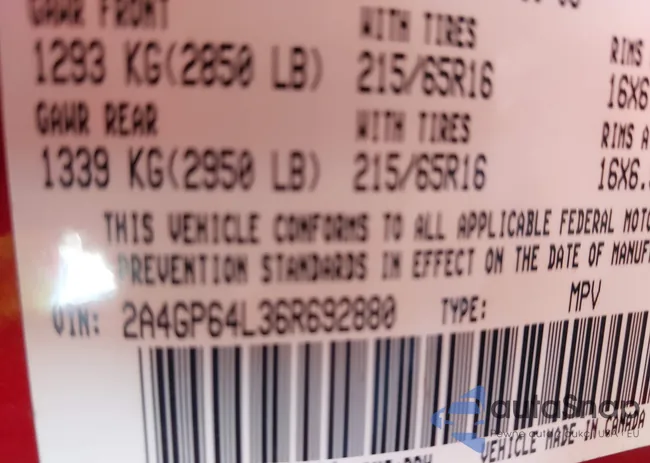 2A4GP64L36R692880: 43402867