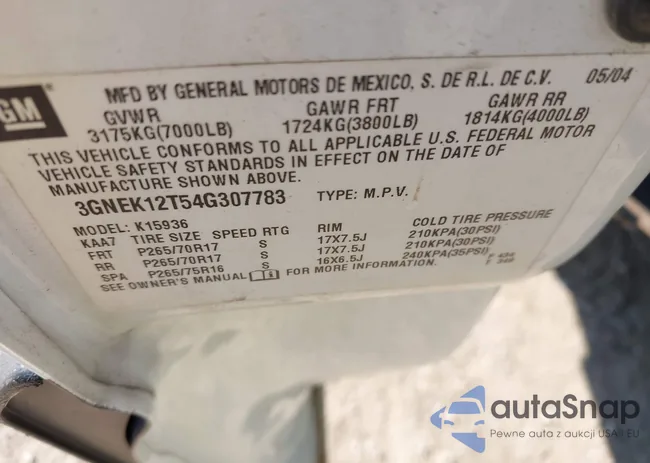 3GNEK12T54G307783: 43402896