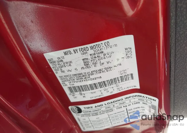 1FTFW1EFXDKD22795: 43402937