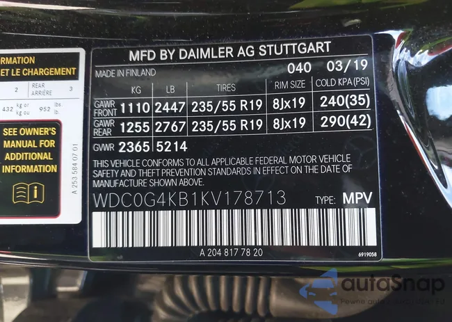 WDC0G4KB1KV178713: 43402983