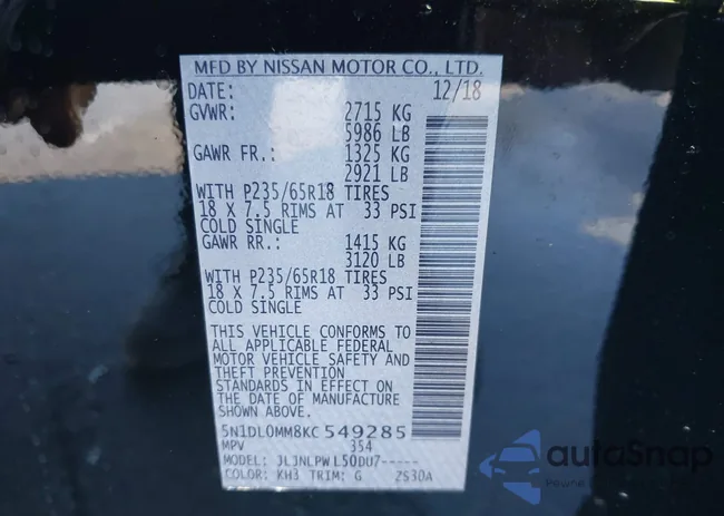 5N1DL0MM8KC549285: 43403000