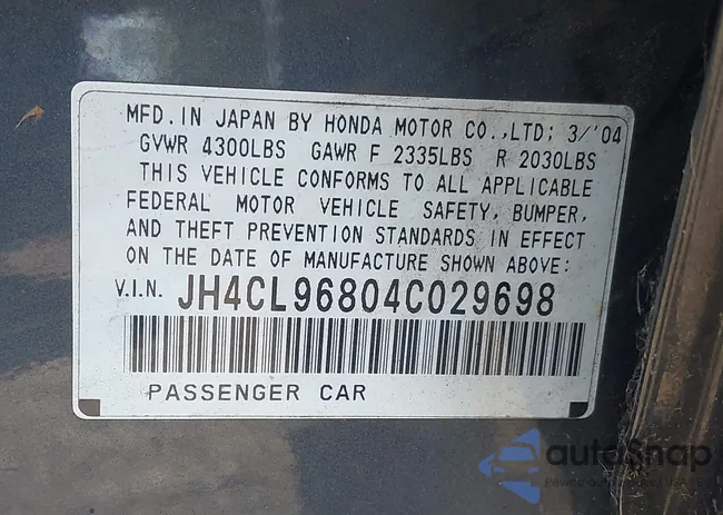 JH4CL96804C029698: 43403002