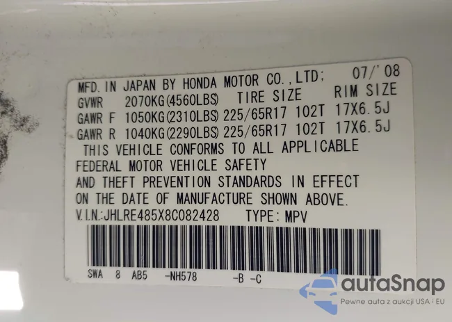 JHLRE485X8C082428: 43402281