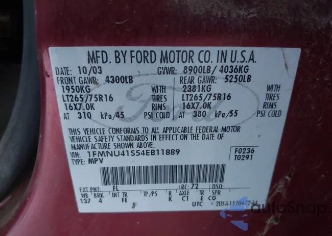 1FMNU41S54EB11889: 43402310