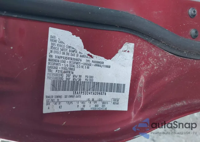 1FAFP5324YA204876: 43402463