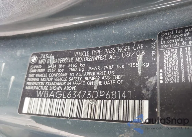 WBAGL63473DP68141: 43402481