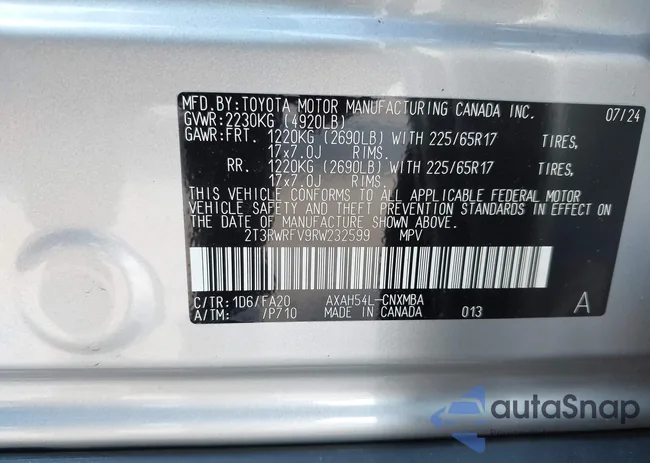 2T3RWRFV9RW232599: 43403610