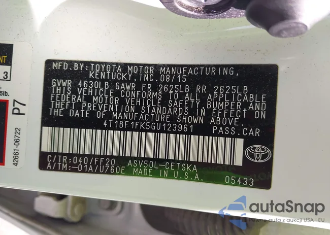 4T1BF1FK5GU123961: 43403623