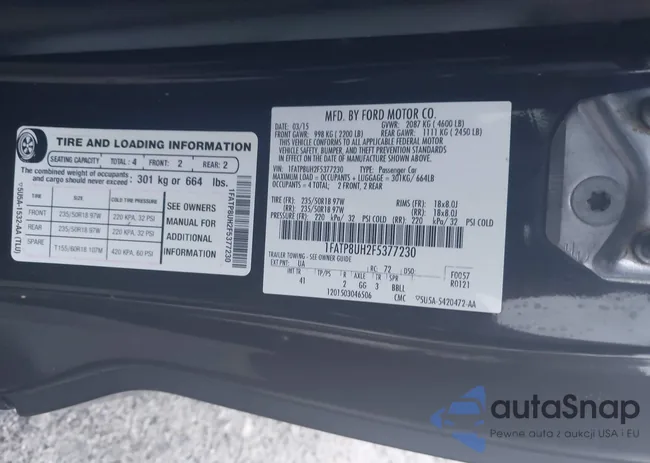 1FATP8UH2F5377230: 43403672