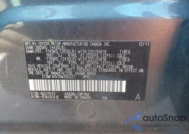 2T3WF4DV7BW105221: 43403742