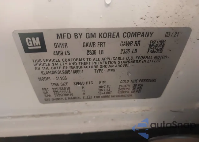 KL4MMESL9MB166001: 43403777