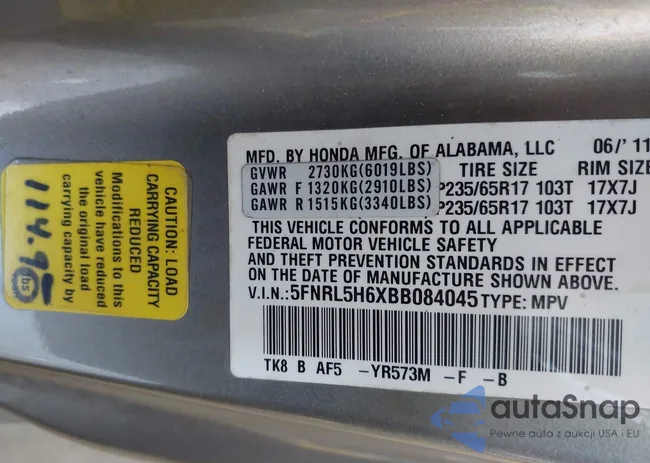 5FNRL5H6XBB084045: 43403949