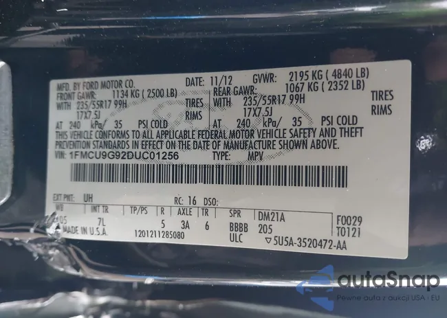 1FMCU9G92DUC01256: 43404170