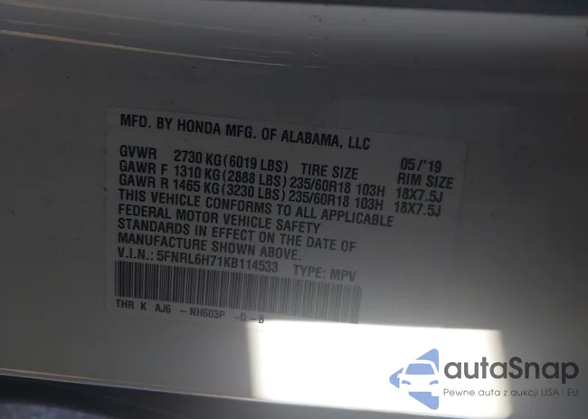 5FNRL6H71KB114533: 43403271