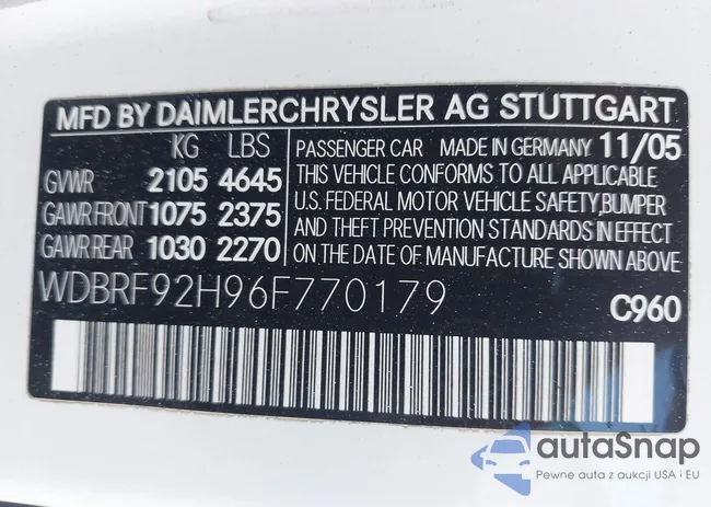 WDBRF92H96F770179: 43403300