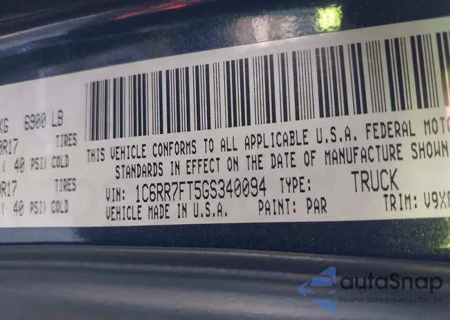 1C6RR7FT5GS340094: 43403499